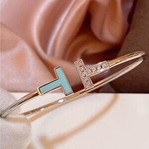 Tiffany & Co. Silver Bracelet with Turquoise and Diamond Accents